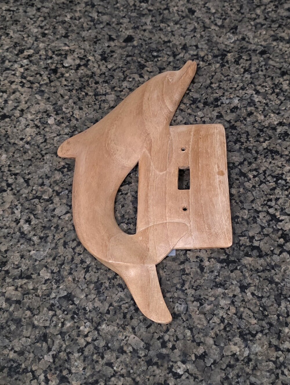Hand Carved 1989 Maka dolphin Switch plate Light Cover vintage Wood Ocean Sea